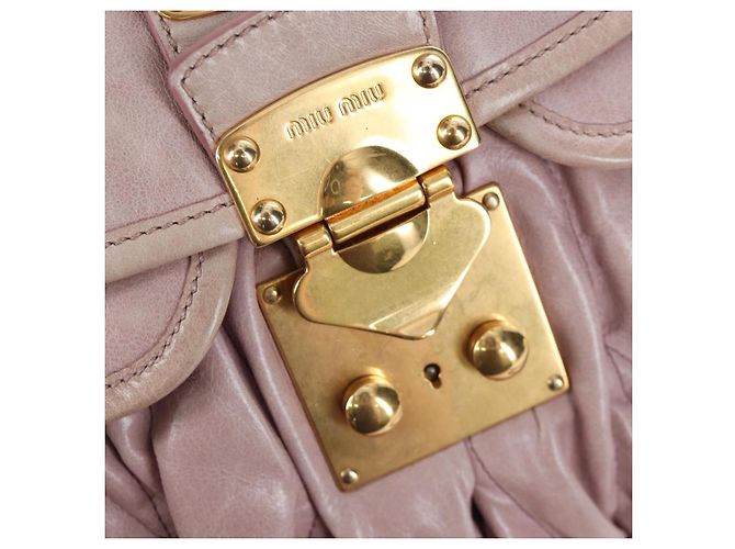 Borsa a mano Miu Miu Matelassé in pelle 2way Beige Oro Auth 205358V D'oro - vista 23