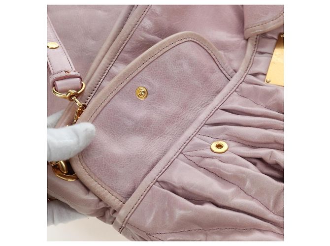 Borsa a mano Miu Miu Matelassé in pelle 2way Beige Oro Auth 205358V D'oro - vista 25