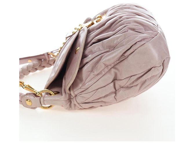 Borsa a mano Miu Miu Matelassé in pelle 2way Beige Oro Auth 205358V D'oro - vista 3