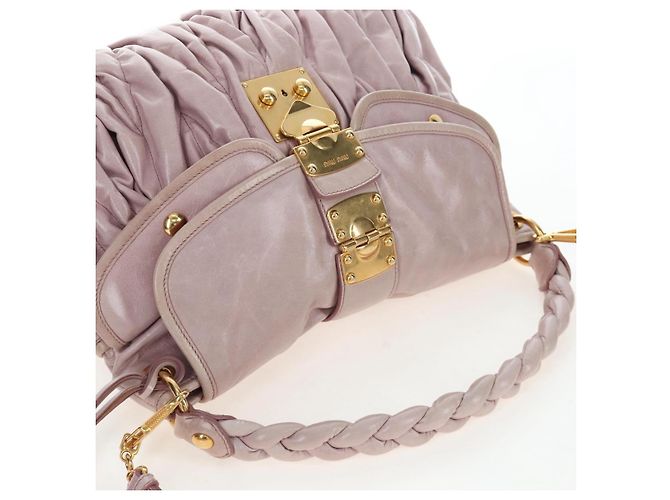 Borsa a mano Miu Miu Matelassé in pelle 2way Beige Oro Auth 205358V D'oro - vista 6
