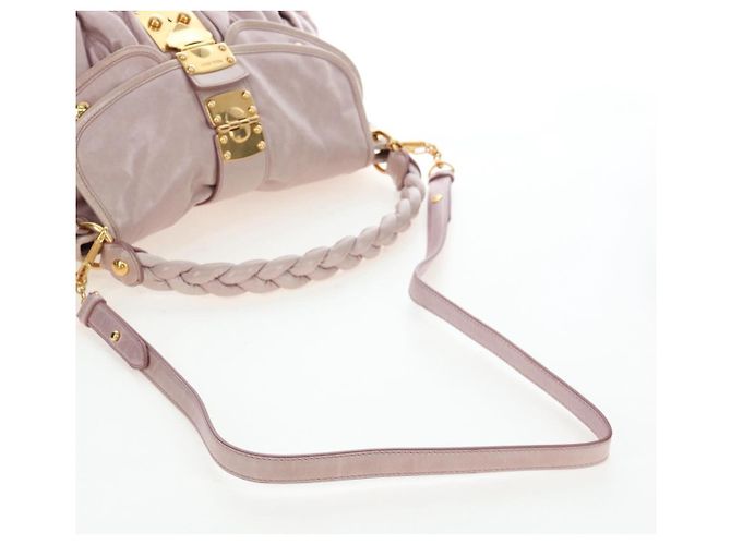 Borsa a mano Miu Miu Matelassé in pelle 2way Beige Oro Auth 205358V D'oro - vista 9