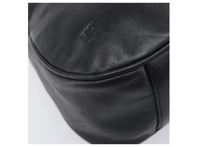 MCM Schultertasche Leder Schwarz Gold Authentisch 207521 Golden - Ansicht 14