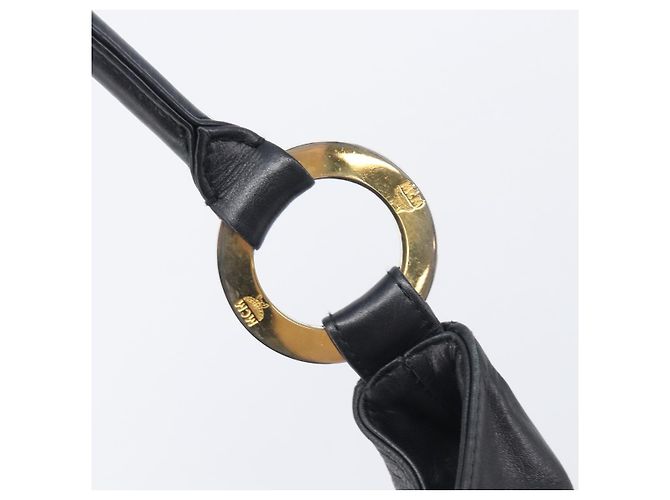 MCM Schultertasche Leder Schwarz Gold Authentisch 207521 Golden - Ansicht 19