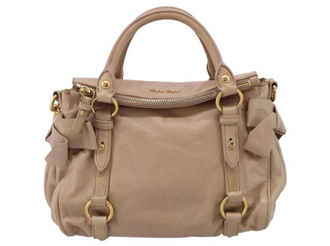 Miu Miu Vitellolux Handtasche Leder 2way Rosa Goldton Auth 207597V Pink - Ansicht 13