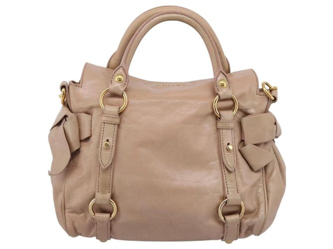 Miu Miu Vitellolux Handtasche Leder 2way Rosa Goldton Auth 207597V Pink - Ansicht 2