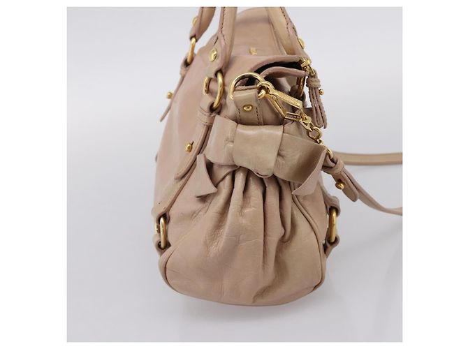 Miu Miu Vitellolux Handtasche Leder 2way Rosa Goldton Auth 207597V Pink - Ansicht 3