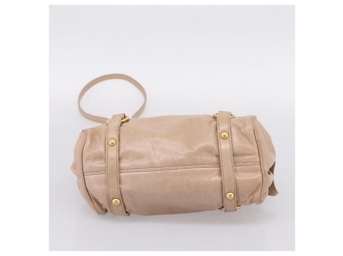 Miu Miu Vitellolux Handtasche Leder 2way Rosa Goldton Auth 207597V Pink - Ansicht 5