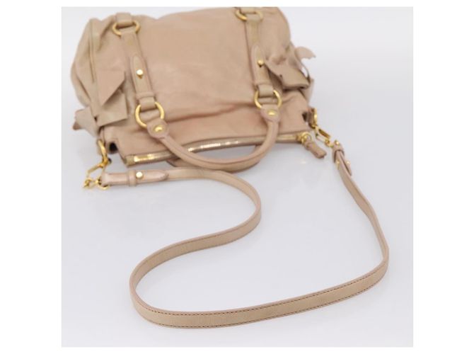 Miu Miu Vitellolux Handtasche Leder 2way Rosa Goldton Auth 207597V Pink - Ansicht 8