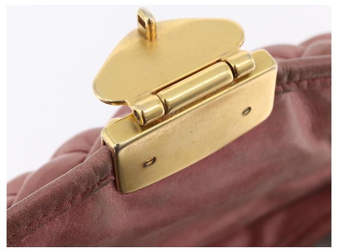 Bolso de mano Miu Miu de piel 2way Pink Gold Auth 167711A Rosa Dorado - vista 10