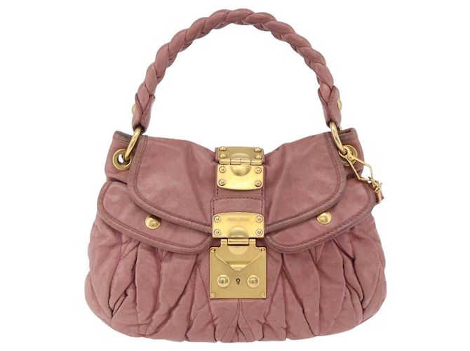 Bolso de mano Miu Miu de piel 2way Pink Gold Auth 167711A Rosa Dorado - vista 13