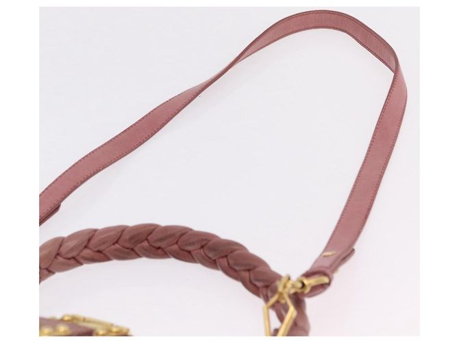 Bolso de mano Miu Miu de piel 2way Pink Gold Auth 167711A Rosa Dorado - vista 15