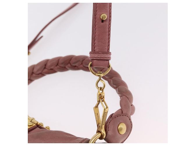 Bolso de mano Miu Miu de piel 2way Pink Gold Auth 167711A Rosa Dorado - vista 16