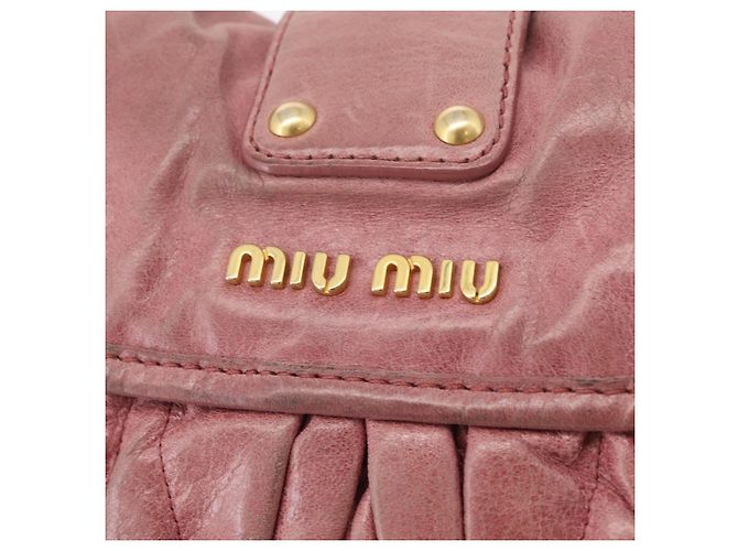 Bolso de mano Miu Miu de piel 2way Pink Gold Auth 167711A Rosa Dorado - vista 21