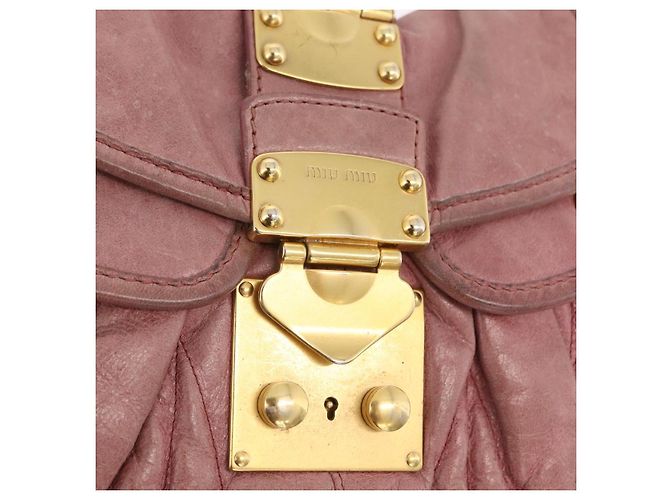 Bolso de mano Miu Miu de piel 2way Pink Gold Auth 167711A Rosa Dorado - vista 22