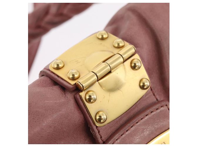 Bolso de mano Miu Miu de piel 2way Pink Gold Auth 167711A Rosa Dorado - vista 23