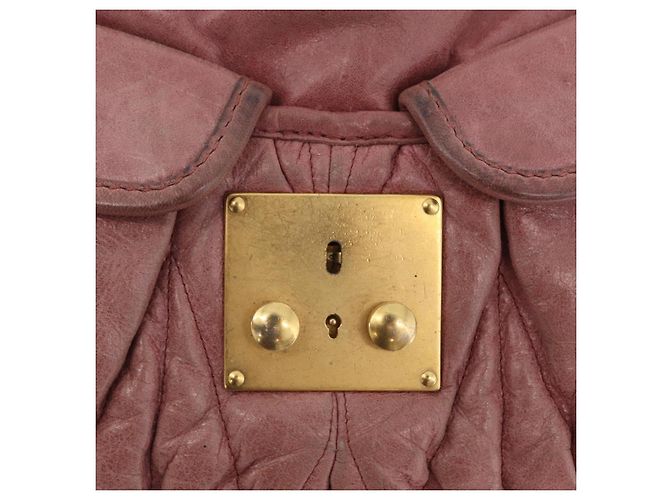 Bolso de mano Miu Miu de piel 2way Pink Gold Auth 167711A Rosa Dorado - vista 25