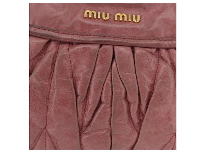 Bolso de mano Miu Miu de piel 2way Pink Gold Auth 167711A Rosa Dorado - vista 3