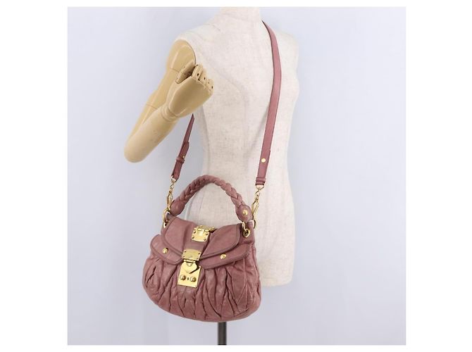 Bolso de mano Miu Miu de piel 2way Pink Gold Auth 167711A Rosa Dorado - vista 31