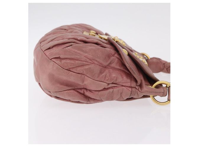 Bolso de mano Miu Miu de piel 2way Pink Gold Auth 167711A Rosa Dorado - vista 4
