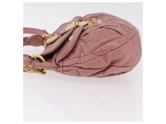 Bolso de mano Miu Miu de piel 2way Pink Gold Auth 167711A Rosa Dorado - vista 5