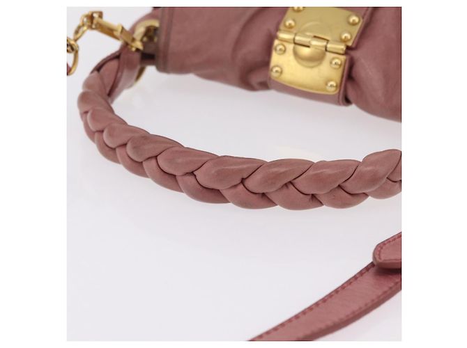 Bolso de mano Miu Miu de piel 2way Pink Gold Auth 167711A Rosa Dorado - vista 7