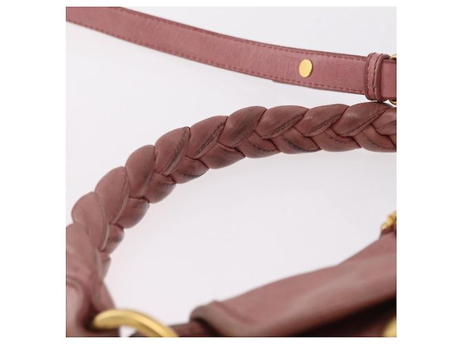 Bolso de mano Miu Miu de piel 2way Pink Gold Auth 167711A Rosa Dorado - vista 8