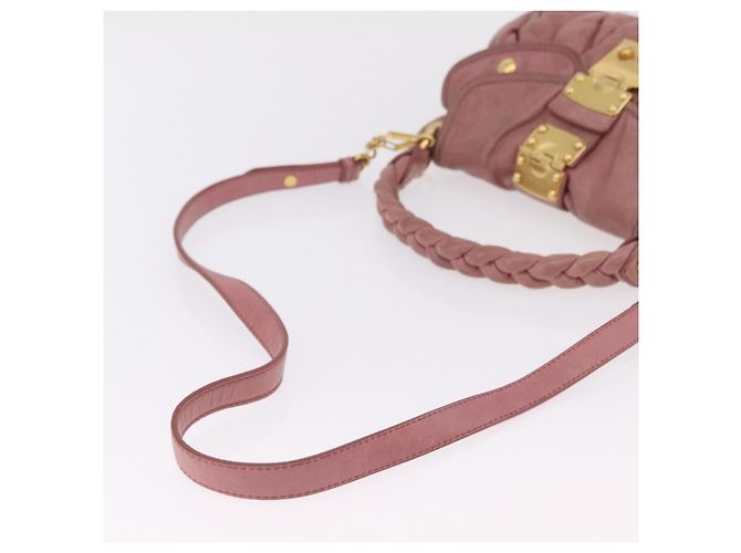 Bolso de mano Miu Miu de piel 2way Pink Gold Auth 167711A Rosa Dorado - vista 9
