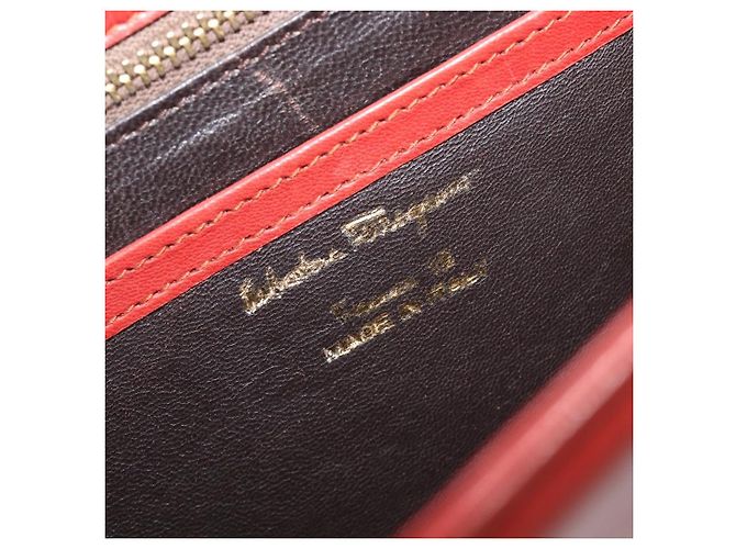 Borsa a tracolla Salvatore Ferragamo in pelle marrone e oro Auth bs37484 - vista 12