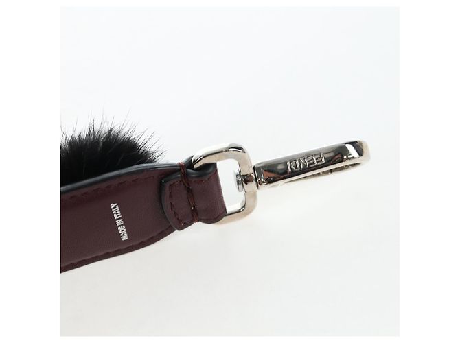 Bandoulière en fourrure FENDI 15'' Bordeaux Argent Auth BA16008M Argenté - vue 11