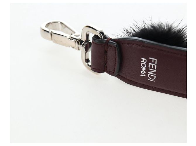 Bandoulière en fourrure FENDI 15'' Bordeaux Argent Auth BA16008M Argenté - vue 17