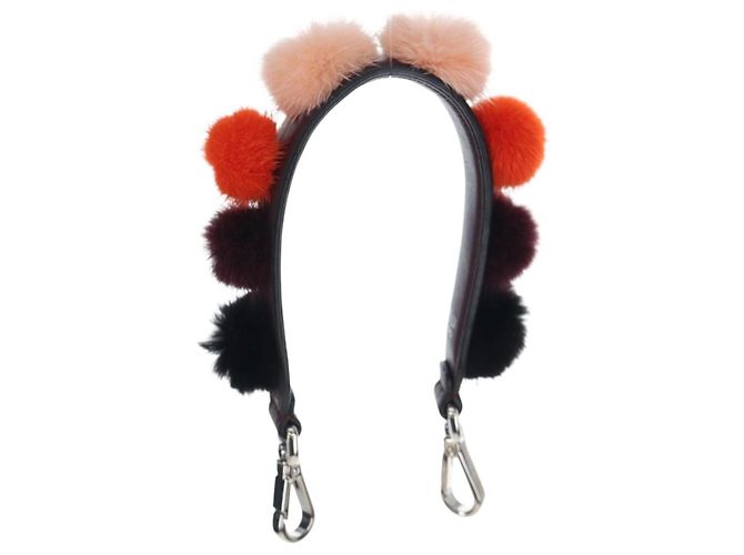 Bandoulière en fourrure FENDI 15'' Bordeaux Argent Auth BA16008M Argenté - vue 2
