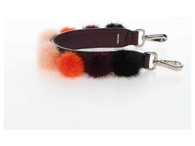 Bandoulière en fourrure FENDI 15'' Bordeaux Argent Auth BA16008M Argenté - vue 3