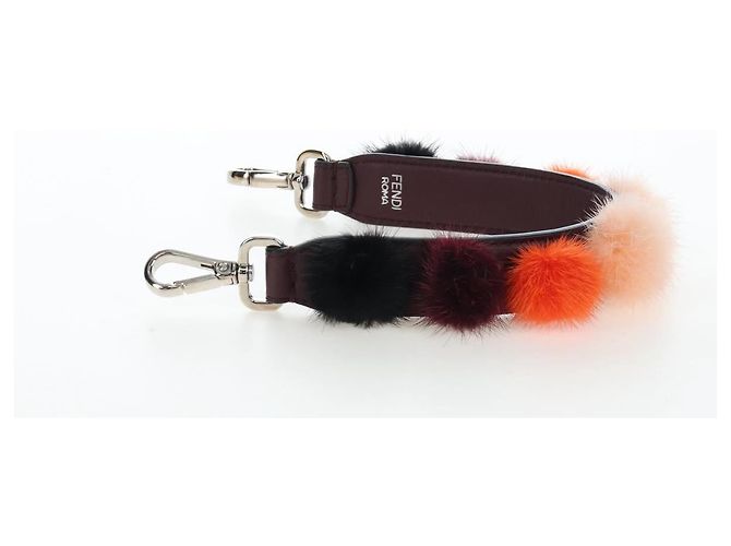 Bandoulière en fourrure FENDI 15'' Bordeaux Argent Auth BA16008M Argenté - vue 4