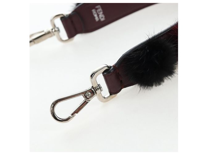 Bandoulière en fourrure FENDI 15'' Bordeaux Argent Auth BA16008M Argenté - vue 6