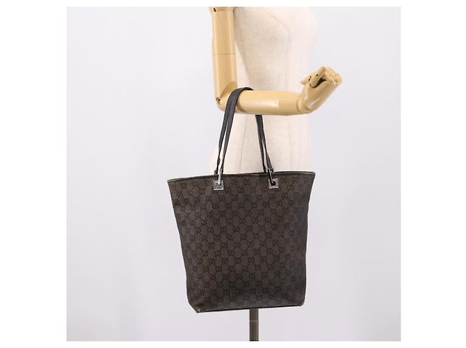 GUCCI GG Canvas Tote Bag Gray Silver 31243 Auth 206920 Braun Silber - Ansicht 24