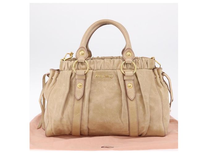 Miu Miu Handtasche Leder 2way Beige Gold Auth 167721M Golden - Ansicht 12