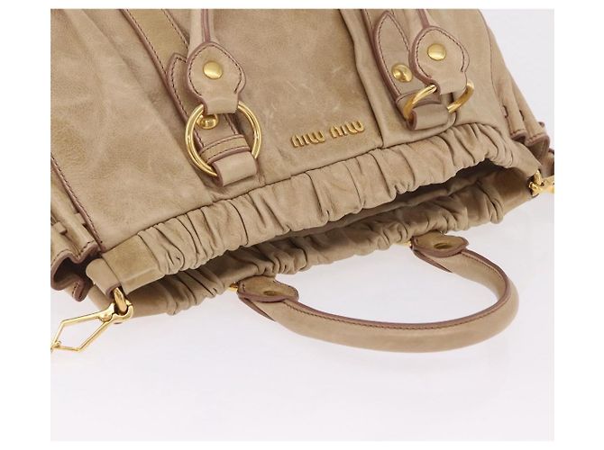 Miu Miu Handtasche Leder 2way Beige Gold Auth 167721M Golden - Ansicht 14