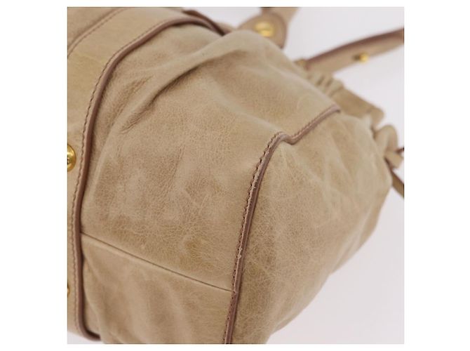 Miu Miu Handtasche Leder 2way Beige Gold Auth 167721M Golden - Ansicht 19