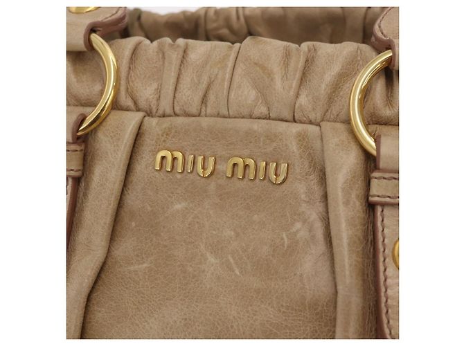 Miu Miu Handtasche Leder 2way Beige Gold Auth 167721M Golden - Ansicht 23