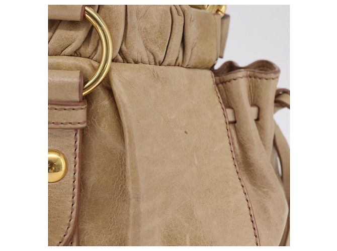 Miu Miu Handtasche Leder 2way Beige Gold Auth 167721M Golden - Ansicht 3