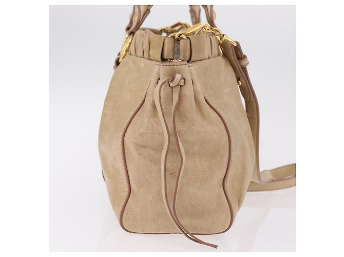 Miu Miu Handtasche Leder 2way Beige Gold Auth 167721M Golden - Ansicht 5