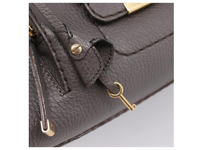 TOD'S Schultertasche aus Leder Grau Gold Authentisch 207410A Braun Golden - Ansicht 10