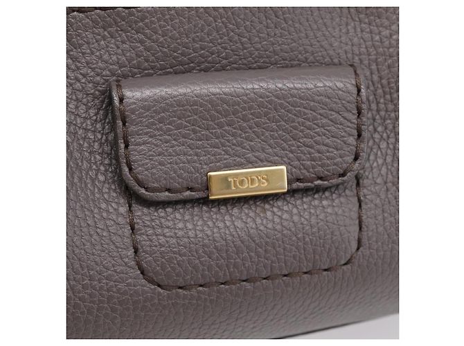 TOD'S Schultertasche aus Leder Grau Gold Authentisch 207410A Braun Golden - Ansicht 20