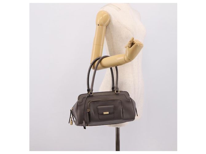 TOD'S Schultertasche aus Leder Grau Gold Authentisch 207410A Braun Golden - Ansicht 26