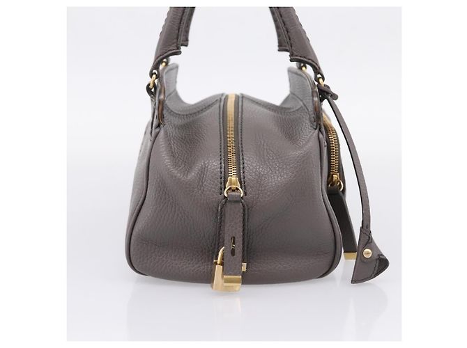 TOD'S Schultertasche aus Leder Grau Gold Authentisch 207410A Braun Golden - Ansicht 3