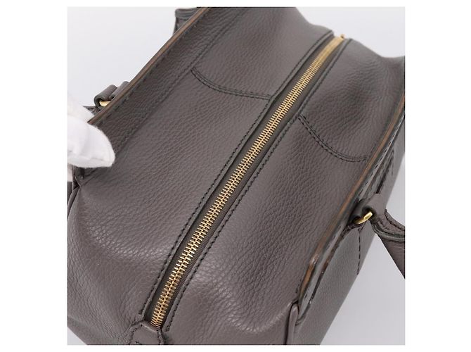 TOD'S Schultertasche aus Leder Grau Gold Authentisch 207410A Braun Golden - Ansicht 6
