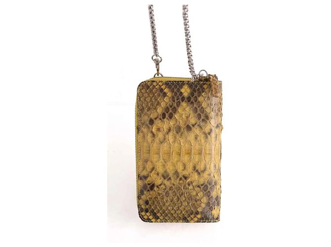 Autre Marque Cartera Sista Amarilla de Cuero Exótico Amarillo - vista 3
