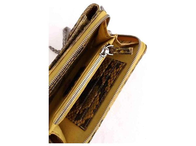 Autre Marque Cartera Sista Amarilla de Cuero Exótico Amarillo - vista 4