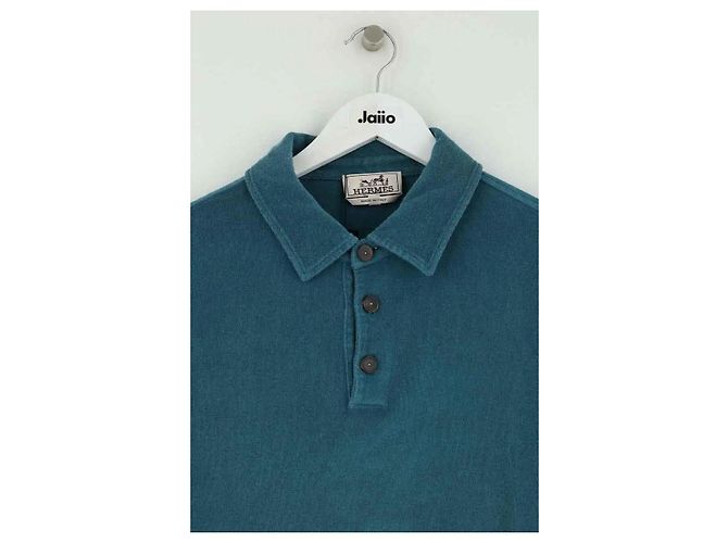 Polo Hermès bleu en coton - vue 2