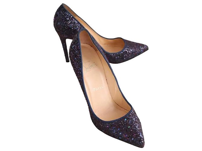 Escarpins Christian Louboutin violets à paillettes - vue 3